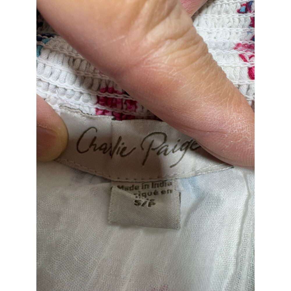 Charlie Paige Boho Sleeveless Smocked Neck Maxi Dress Multi Color Floral Cotton - Picture 4 of 10